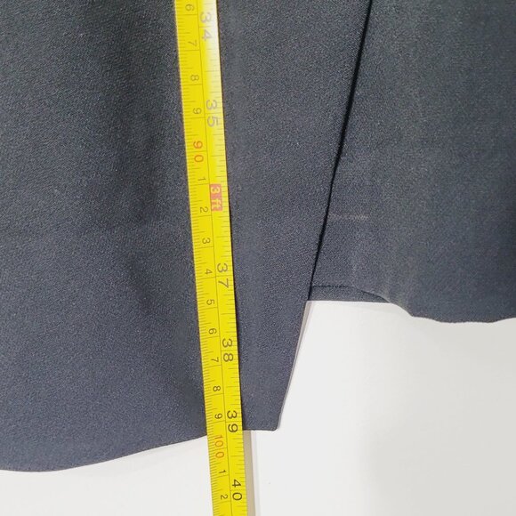 Elena Wang Classic Black Satin V-Neck Trim Pockets Sleeveless Faux Wrap Dress S - Picture 10 of 12